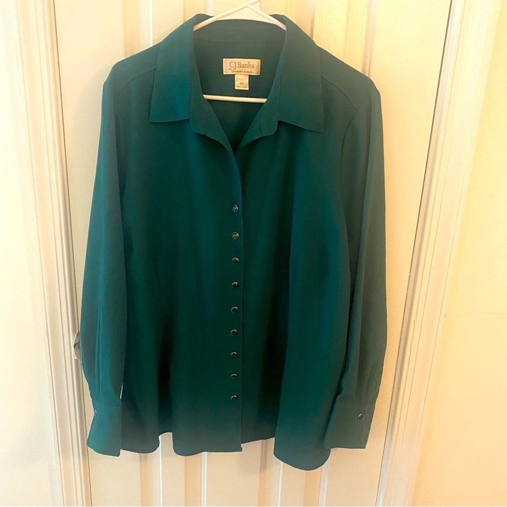 CJ Banks Green 2X Blouse